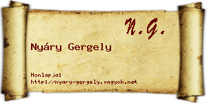 Nyáry Gergely névjegykártya